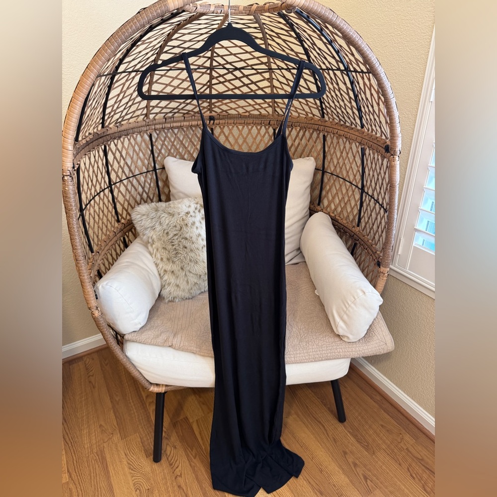 No Boundaries Ribbed Modal Maxi Dress Black Large